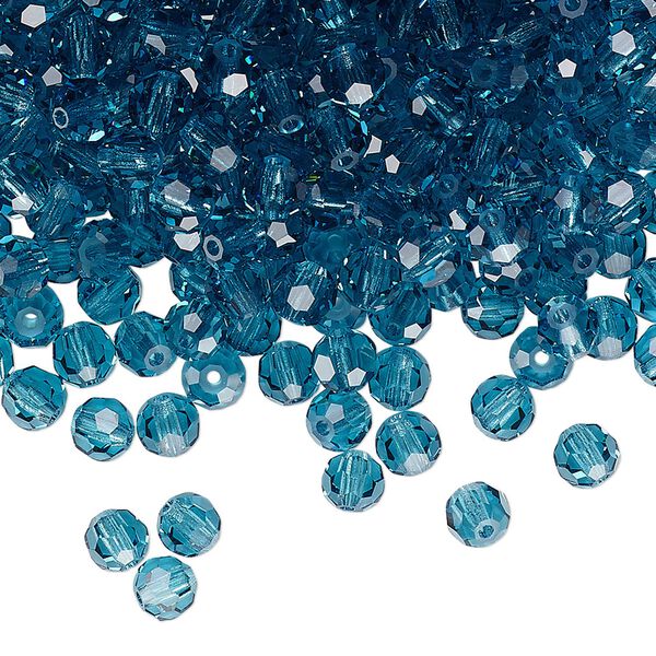 Bead 24pk indicolite, Preciosa Czech crystal 4mm round image number 0