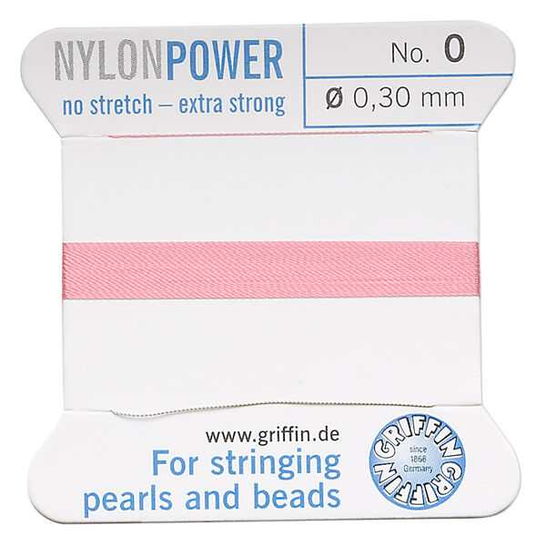 Thread, Griffin, nylon, dark pink, size #0. Sold per 2-meter card (approximately 78 inches). image number 0