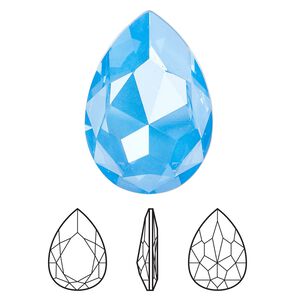 Fancy stone 24pk crystal electric blue ignite LacquerPRO, Swarovski® 30x20mm pear 4327
