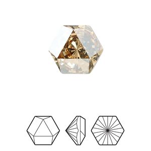 Fancy stone 1pk crystal golden shadow foil back, Crystal Passions® 16x14mm prismatic hexagon 4699