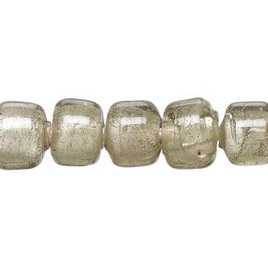 Bead, crow, lampworked glass, semitransparent greige with fine silver foil, 12x8mm crow. Sold per 15-1/2" to 16" strand.