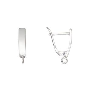 Ear wire leverback 1pkg2 sterling silver, 17mm / smooth / open loop, 18 gauge 1 pair
