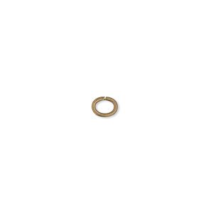 Jump ring, antique gold-plated brass, 6x4mm oval, 4.1x2mm inside diameter, 18 gauge. Sold per pkg of 1,000.