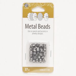 "Pewter" (zinc-based alloy) 1pkg27, textured puffed heart bead antique silver-finished 6mm