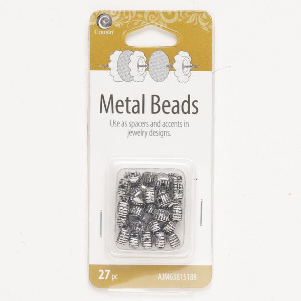 "Pewter" (zinc-based alloy) 1pkg27, textured puffed heart bead antique silver-finished 6mm image number 0