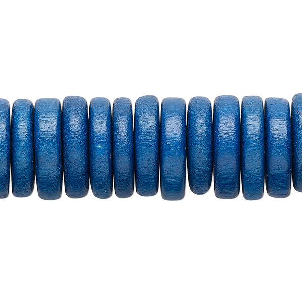 Bead, Taiwanese cheesewood (dyed/waxed), dark blue, 15x3mm-15x4mm  rondelle. Sold per 8-inch strand, approximately 55 beads. image number 0