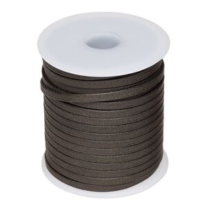 Cord, waxed cotton, brown, 3mm flat. Sold per 25-meter spool.
