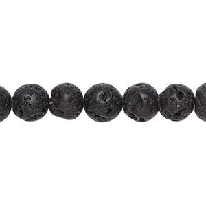 Lava rock 1pkg1, round bead 15.5-16 inch 8mm