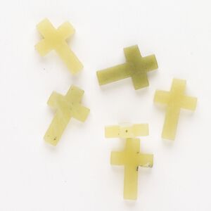 Olive new "jade" 1pkg6, half-drilled cross drop natural 21x14mm-22x15mm
