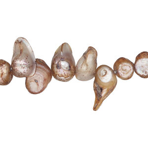 Pearl, cultured freshwater (dyed), cinnamon, 6mm-17x11mm baroque with 0.4mm hole, D grade, Mohs hardness 2-1/2 to 4. Sold per 15-inch strand.