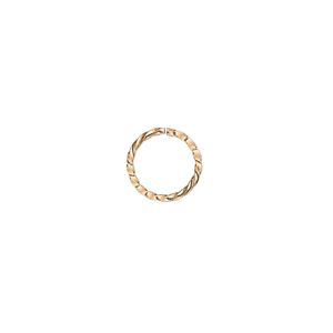 Jump ring, gold-plated brass, 10mm twisted round, 8mm inside diameter, 18 gauge. Sold per pkg of 100.