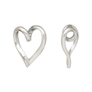 Charm, JBB Findings, sterling silver, 20x15mm twisted heart. Sold individually.