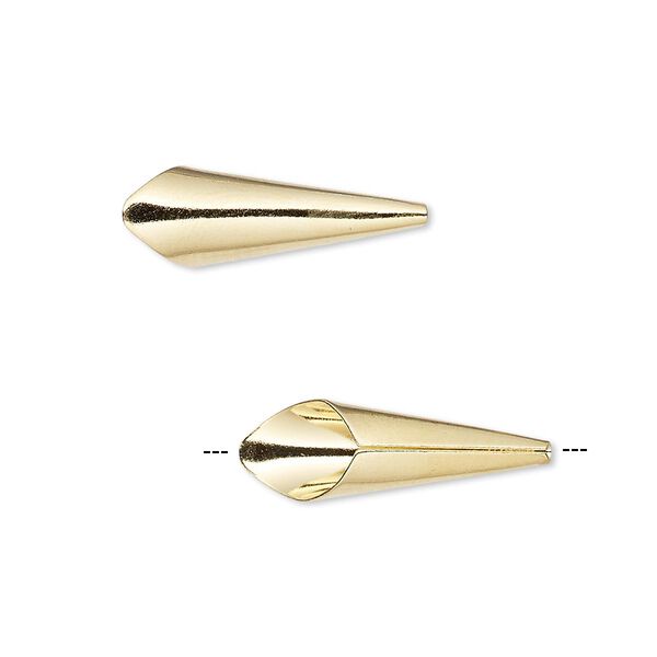 Cone, gold-finished brass, 21x7mm smooth with 6mm inside diameter. Sold per pkg of 12. image number 0
