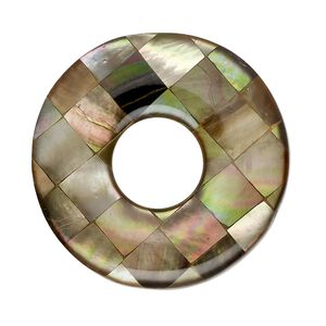 Focal, black lip shell / gold lip shell / mother-of-pearl shell (assembled), 35-36mm single-sided donut, Mohs hardness 3-1/2. Sold individually.