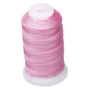Thread, Purely Silk™, strawberry pink, size E. Sold per 200-yard spool.
