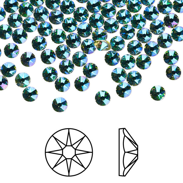 Flat back 144pk peridot shimmer foil back, Crystal Passions® 3-3.2mm rose round SS12 2088 image number 0