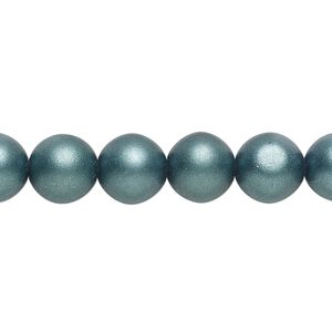 Bead, Czech glass druk, opaque satin dark green, 10mm round. Sold per 15-1/2" to 16" strand.