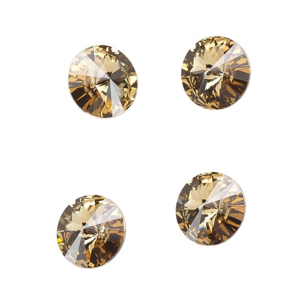 Chaton 4pk light Colorado topaz foil back, Crystal Passions® 10.54-10.91mm rivoli SS47 1122 image number 0