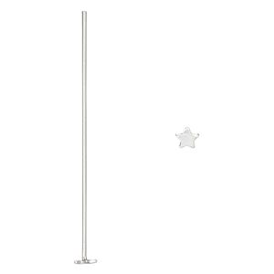 Head pin, sterling silver, 2 inches with 4mm star tip, 22 gauge. Sold per pkg of 20.