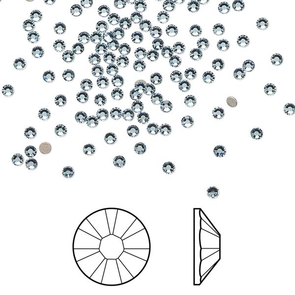 Flat back 1440pk aquamarine foil back, Swarovski® 1.7-1.9mm rose round SS5 2058 image number 0