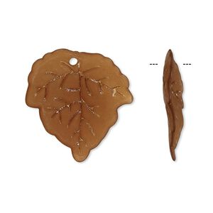 Drop, acrylic, frosted brown, 24x23mm leaf. Sold per pkg of 100.