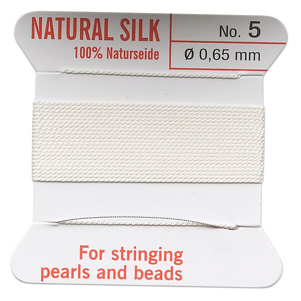 Thread, Griffin, silk, white, size #5. Sold per 2-meter card (approximately 78 inches). image number 0