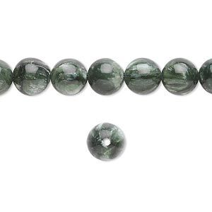 Seraphinite 1pkg1, round bead natural 15.5-16 inch 8mm