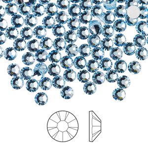 Flat back 144pk aquamarine foil back, Preciosa MAXIMA Czech crystal hotfix rhinestone 3.8-4mm chaton rose round SS16