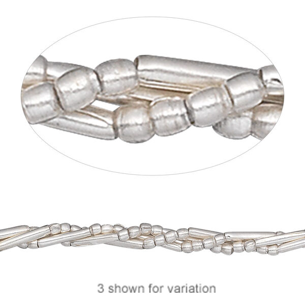 Bead, Hill Tribes, sterling silver, 8x2mm round tube and 2mm round. Sold per 8-inch strand, approximately 75 beads. image number 0