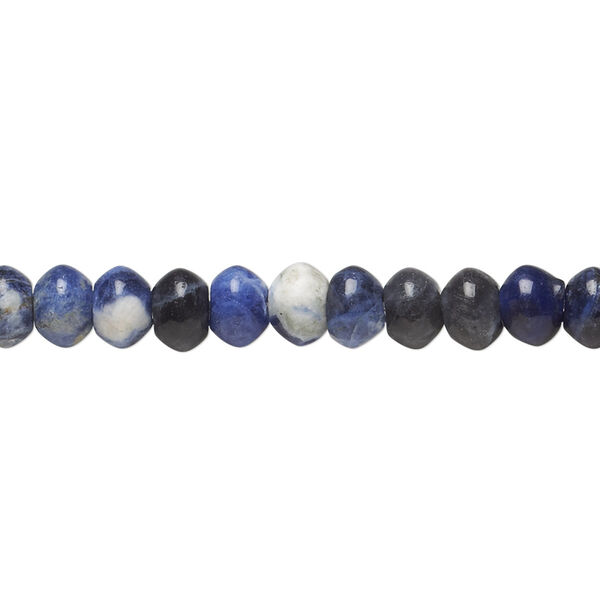 Bead, sodalite (natural), 6x4mm rondelle, B grade, Mohs hardness 5 to 6. Sold per 15-1/2" to 16" strand. image number 0