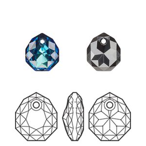 Drop 1pk crystal Bermuda blue, Crystal Passions® 11.5x10mm pendant majestic 6436