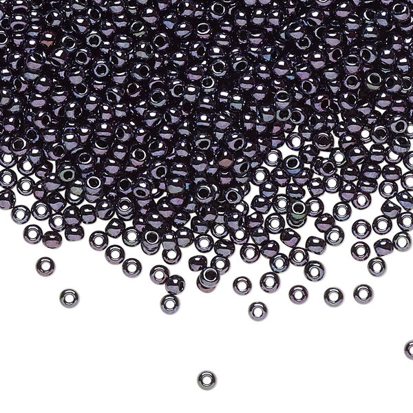 Seed bead, TOHO BEADS®, glass, pkg/7.5g, #11 round, opaque metallic amethyst gunmetal (TR-11-90). image number 0