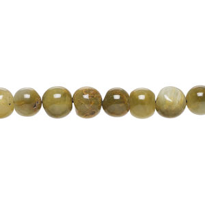 Cat's eye quartz 1pkg1, hand-cut round bead natural, 14 inch 6-7mm