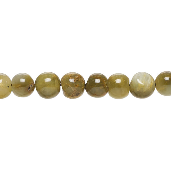 Cat's eye quartz 1pkg1, hand-cut round bead natural, 14 inch 6-7mm image number 0