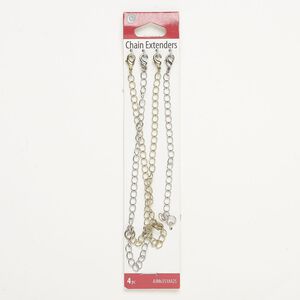 Extender assortment, steel, pkg/4, silver- and gold finish, 4mm curb.