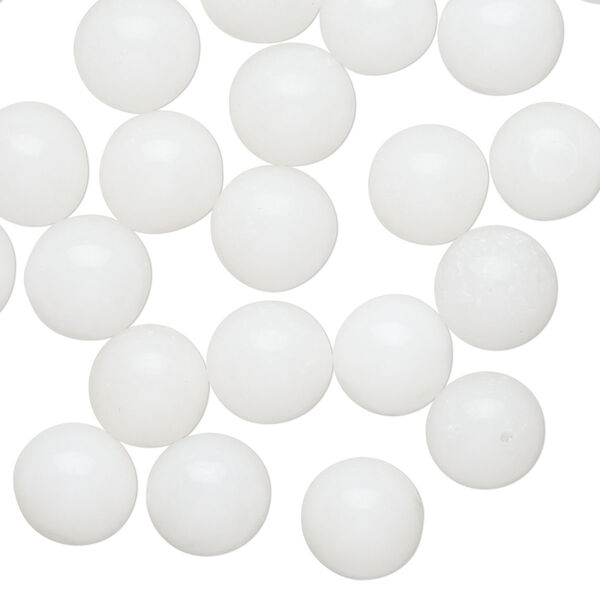 Bead, vintage Japanese glass, opaque white, 10mm half-drilled round. Sold per pkg of 40. image number 0
