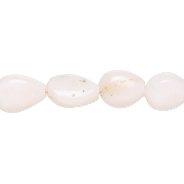 Bead, pink opal (natural), light to medium, 11x9mm-14x10mm hand-cut puffed teardrop with 0.4-1.4mm hole, B- grade, Mohs hardness 5 to 6-1/2. Sold per 8-inch strand, approximately 15 beads. image number 0
