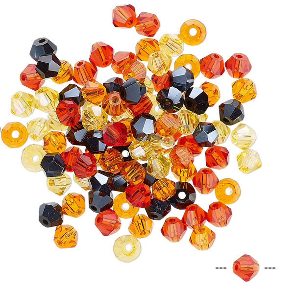 Bead mix 100pk 16 facets fire, Celestial Crystal® 4mm bicone image number 0