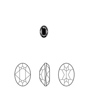 Fancy stone 4pk jet, Crystal Passions® 6x4mm oval 4120