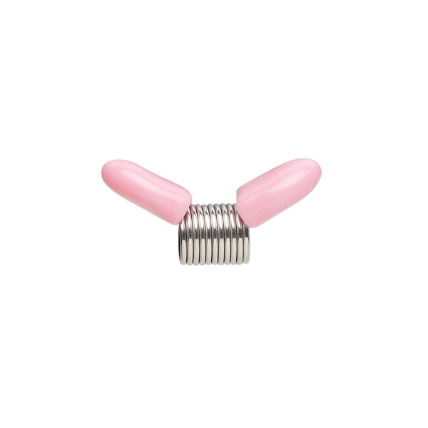 Beading supply, Beadalon® Bead Stopper™, stainless steel and rubber, pink, 8mm. Sold per pkg of 4. image number 0