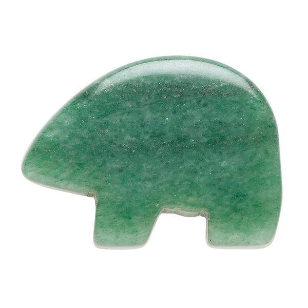 Green aventurine 1pkg1, half-drilled Zuni-style bear focal natural, 34x23mm-38x29mm dark image number 0