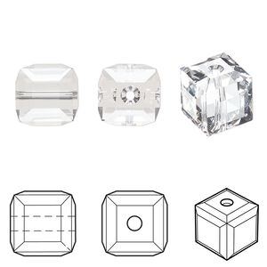 Bead 72pk crystal, Swarovski® 10mm cube 5601