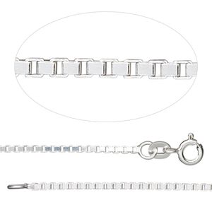 Chain 1pkg1 sterling silver Venetian box, 1.4mm / mixed clasp, Gossamer™ 36 inch