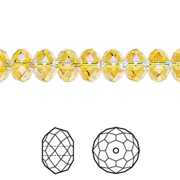 Bead 144pk light topaz shimmer 2X, Crystal Passions® 8x6mm rondelle 5040 image number 0