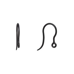 Ear wire fishhook 1pkg20, 17mm / closed loop, 20 gauge acrylic black 10 pair