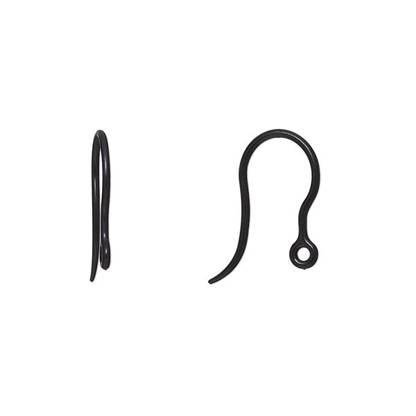 Ear wire fishhook 1pkg20, 17mm / closed loop, 20 gauge acrylic black 10 pair image number 0