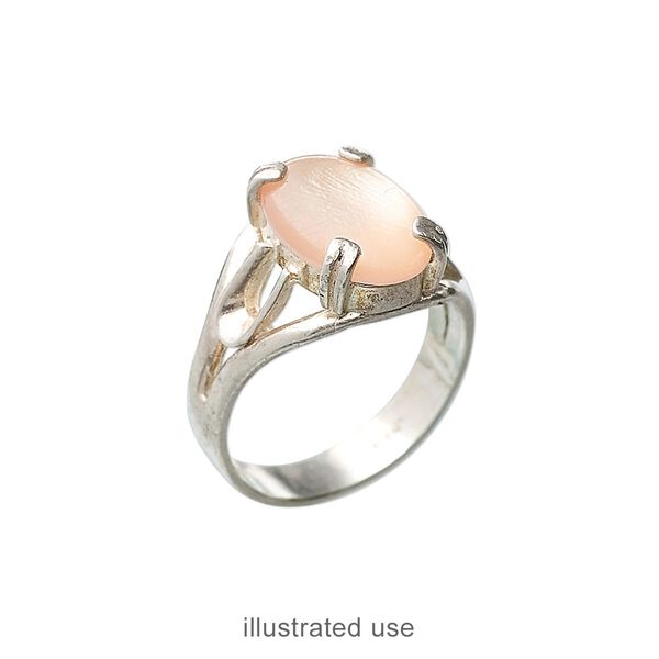 Ring, sterling silver, 14x10mm 4-prong oval setting, size 7. Sold individually. image number 1