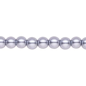 Pearl 2pk pewter, Celestial Crystal® 6mm round 15.5-16 inch