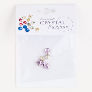 Fancy stone 6pk violet foil back, Crystal Passions® 6mm flower 4744