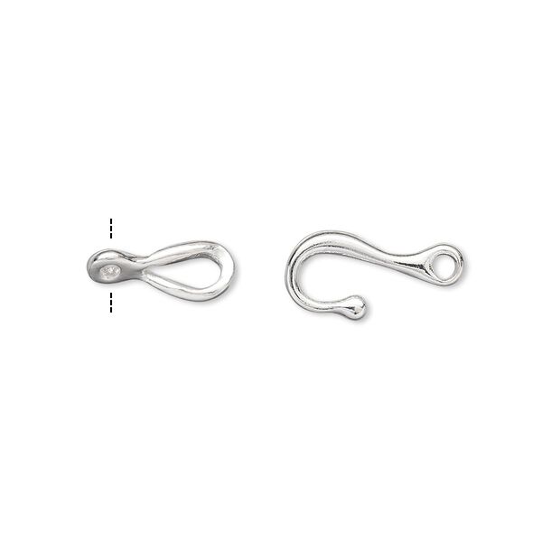 Clasp, hook-and-eye, silver-plated brass, 12x7mm twist. Sold per pkg of 10. image number 0